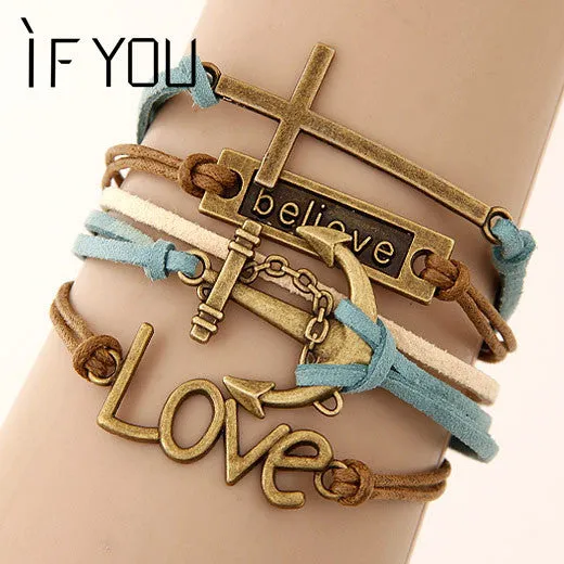 Charm Vintage Multi layer Leather Bracelet