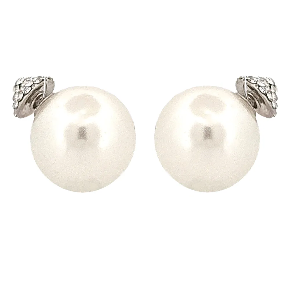 Chic Modern Cone Pearl Crystal Rhinestone Double Sided Design Fashion Stud Earrings