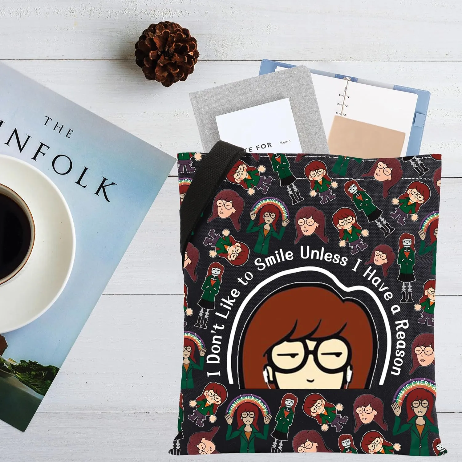 CMNIM Dariia Merchandise Gift Dariia Makeup Bag 90s Tv Show Merch for Fans I Don't Like To Smile Unless I Have a Reason (I Don't Like To Smile TE Black)