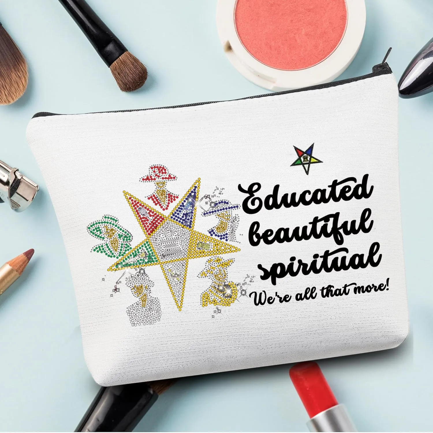 CMNIM Order Of The Eastern Star Gift OES Sistar Cosmetic Bag Educated Beautiful Spiritual OES Sorority Gift for Diva Sistar