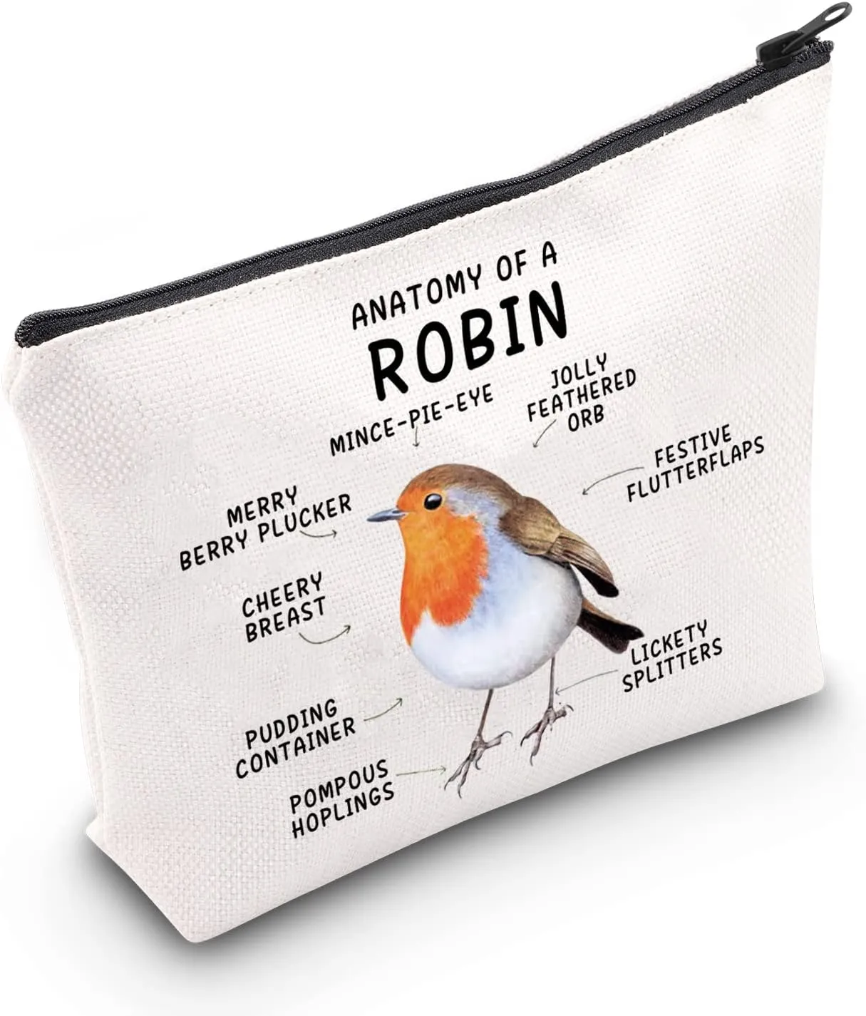CMNIM Robin Bird Gifts Anatomy of a Robin Makeup Bag Garden Bird Lover Gift Red Robin Cosmetic Bag Birds Travel Toiletry Bags (Anatomy of a Robin MB)