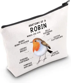 CMNIM Robin Bird Gifts Anatomy of a Robin Makeup Bag Garden Bird Lover Gift Red Robin Cosmetic Bag Birds Travel Toiletry Bags (Anatomy of a Robin MB)