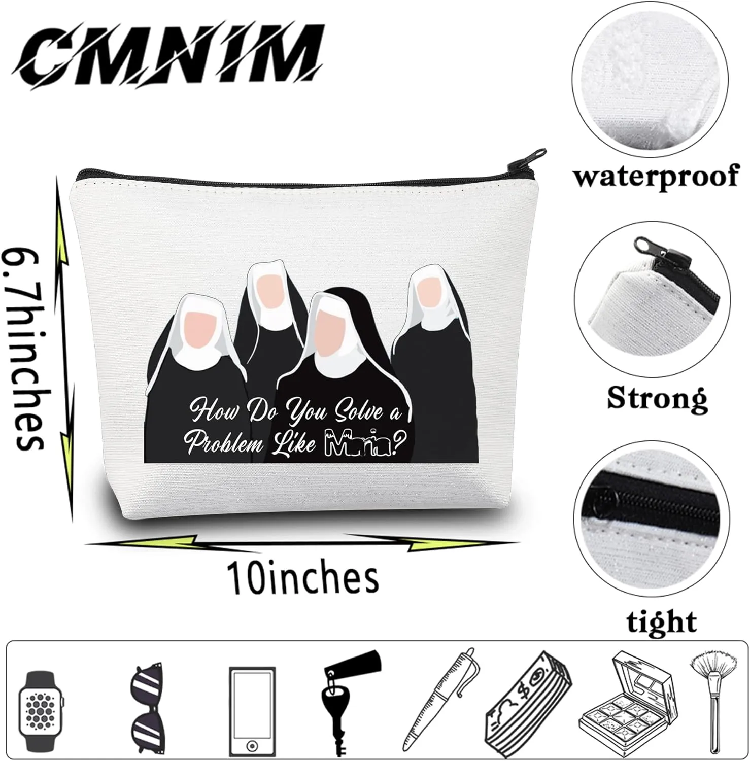 CMNIM Sound Inspired Music Makeup Bag How Do You Solve a Problem Like Mairia Quote Musical Theatre Gifts For Musical Fans Accessory Pouch