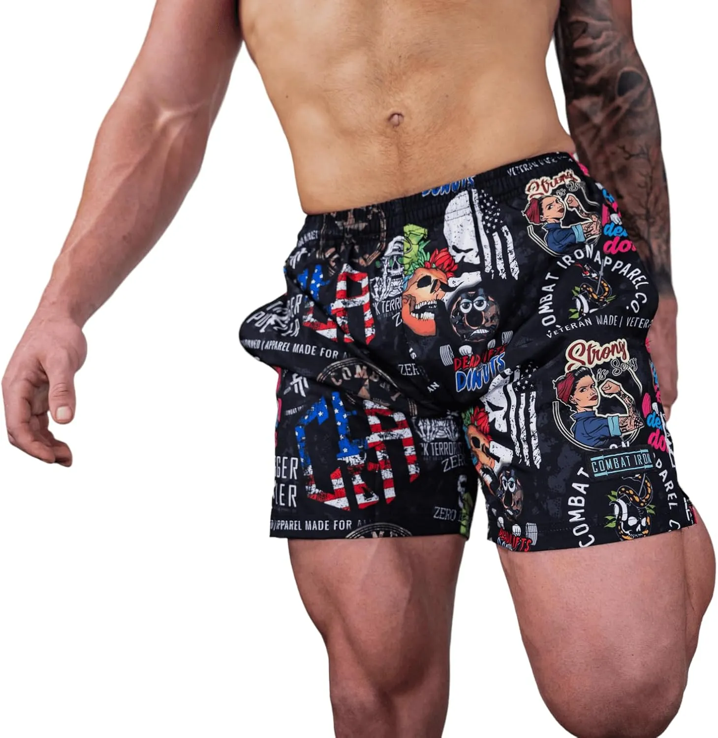 Combat Iron Men's Performance Training Shorts - 5.5 Inseam - Quick Dry Mid Stretch Allowance with Mesh Inner Pockets