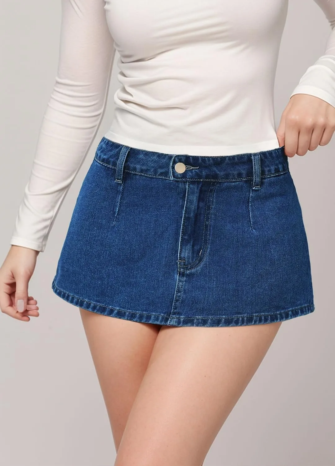 Denim Skort for Women Fashion Stretch mini Jean Skirt with Shorts Y2K Casual Denim Skirts