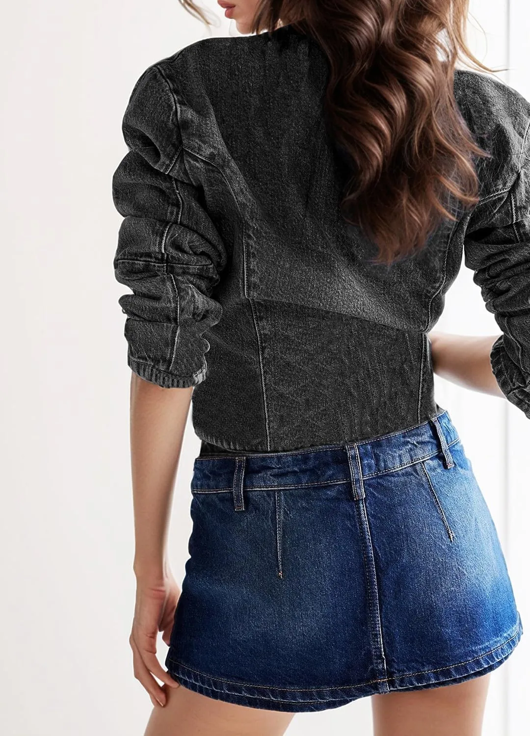 Denim Skort for Women Fashion Stretch mini Jean Skirt with Shorts Y2K Casual Denim Skirts