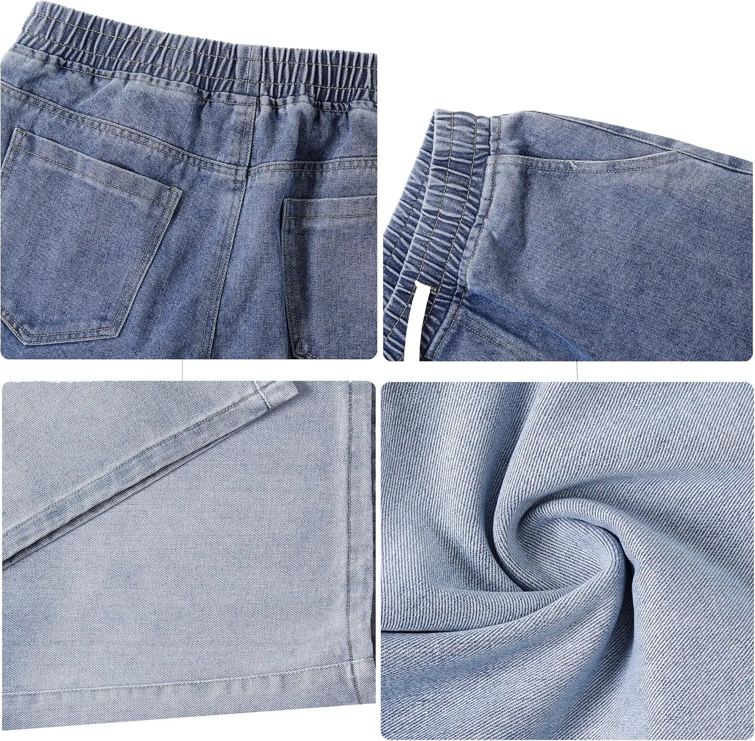 DOSLAVIDA Men's Baggy Jean Shorts Relaxed Fit Summer Denim Short Casual Loose Fit Hip Hop Skateboard Cropped Jeans