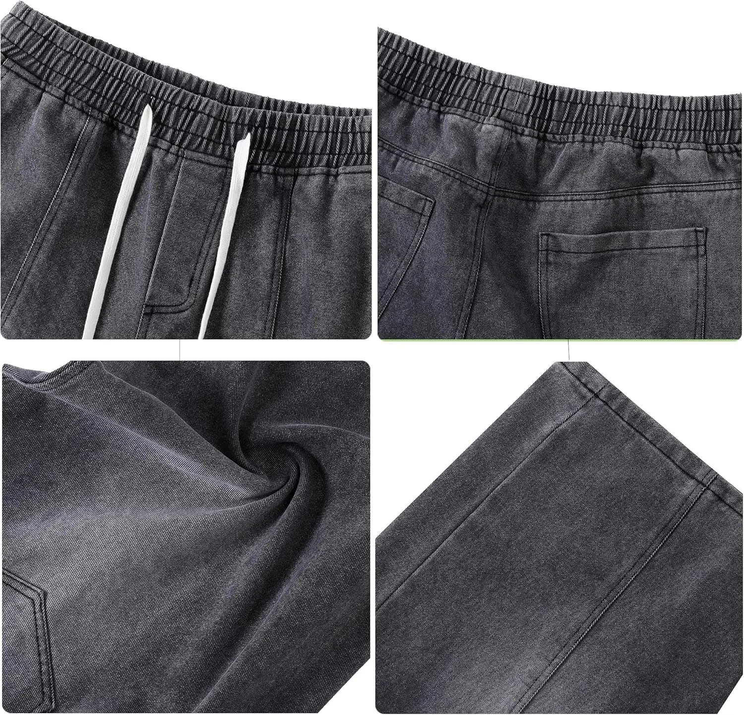 DOSLAVIDA Men's Baggy Jean Shorts Relaxed Fit Summer Denim Short Casual Loose Fit Hip Hop Skateboard Cropped Jeans