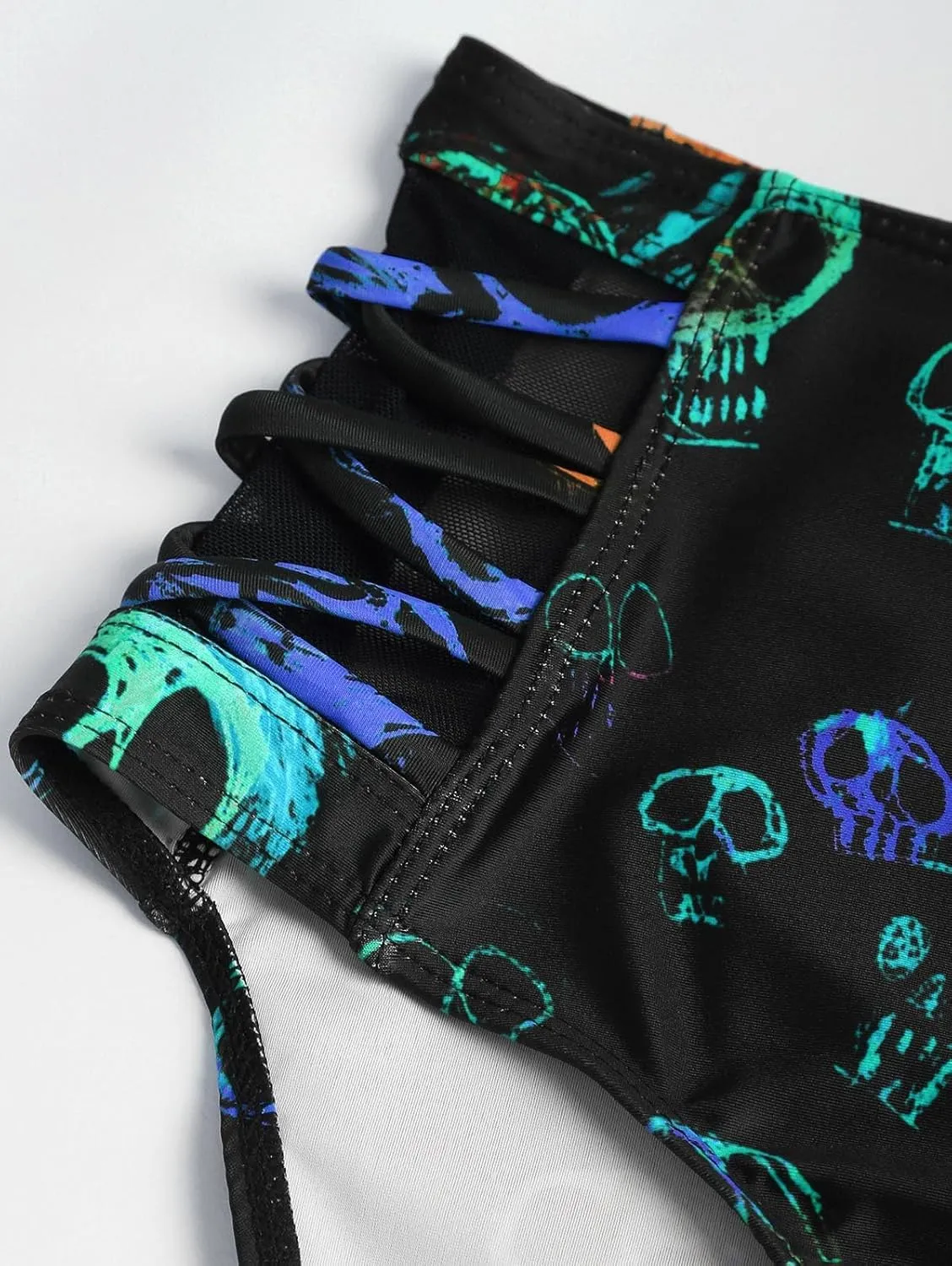 DRESSFO Gothic Galaxy Skull Print Bikini Set Retro Vintage Tummy Control Two Piece Tankini