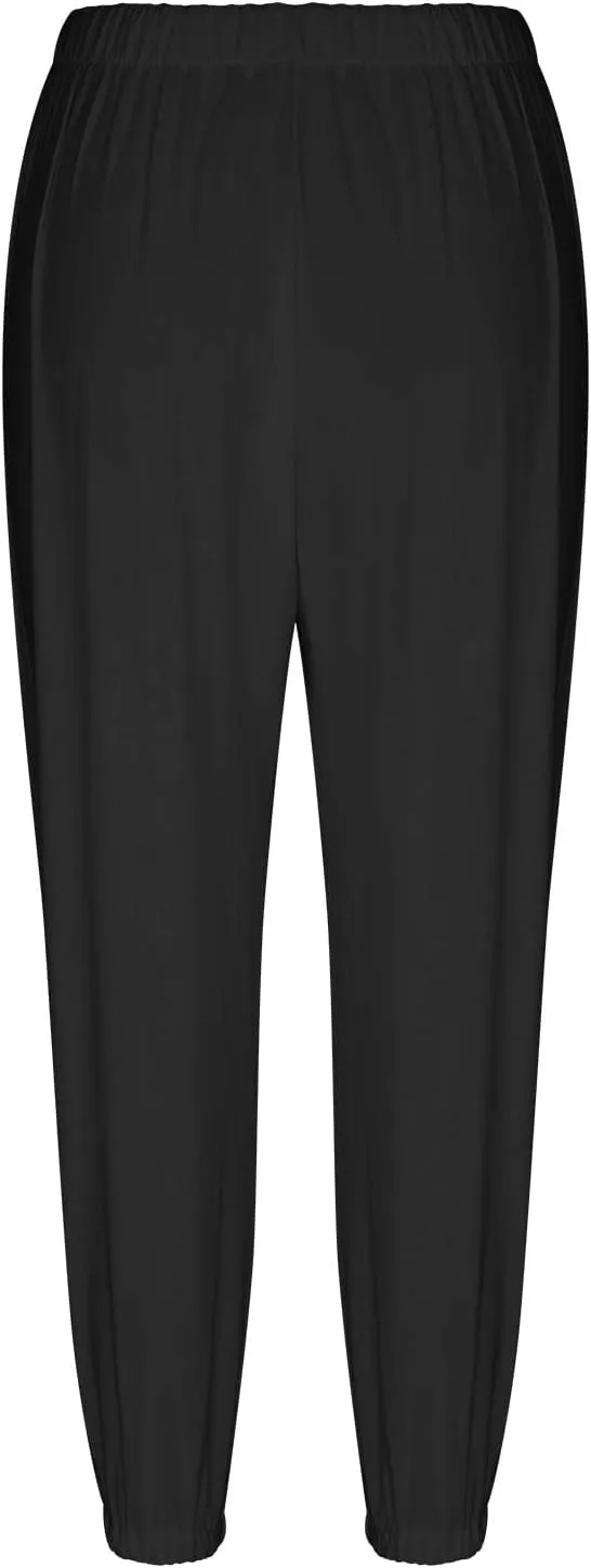Ecokauer Women's High Waist Drawstring Capri Pants Loose Wide Leg Cropped Lounge Trousers with Pocket