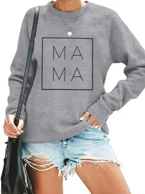 EGELEXY Mama Sweatshirt Women Funny Letter Print Mom Life Blouse Tops Casual Long Sleeve Pullover Tees