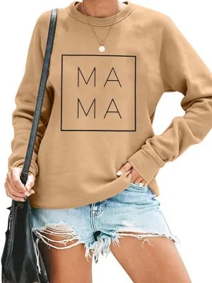 EGELEXY Mama Sweatshirt Women Funny Letter Print Mom Life Blouse Tops Casual Long Sleeve Pullover Tees