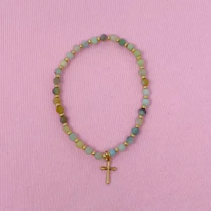 Ellison Young - Stone Bead Cross Anklet