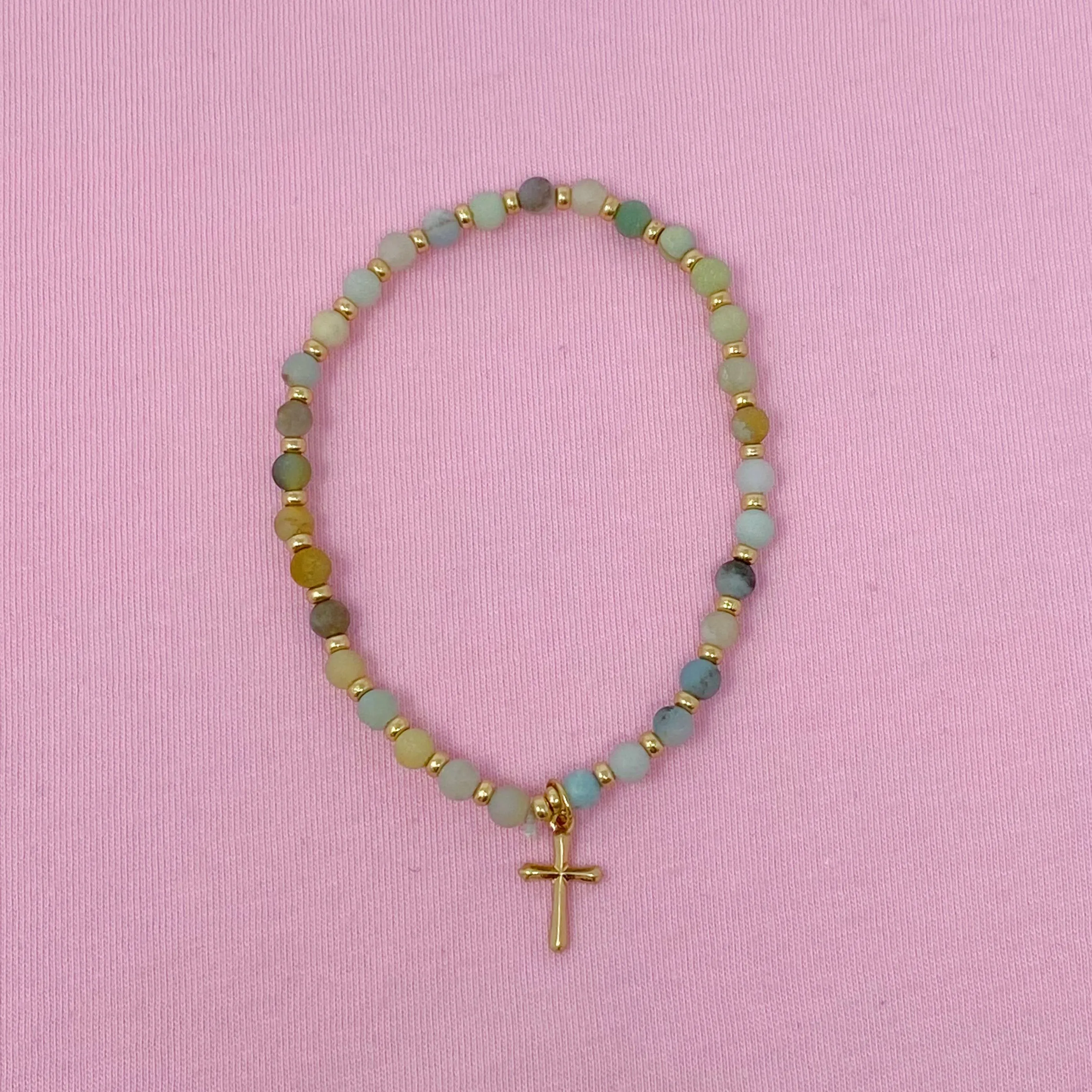 Ellison Young - Stone Bead Cross Anklet