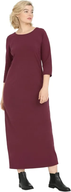 ellos Plus Size Three-Quarter Sleeve Knit Maxi Dress