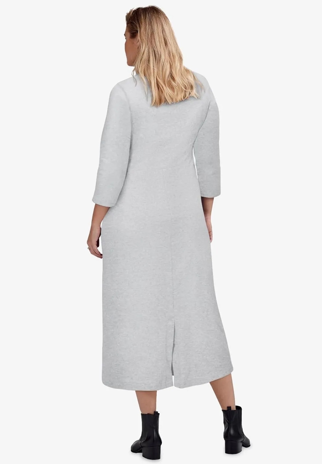 ellos Plus Size Three-Quarter Sleeve Knit Maxi Dress