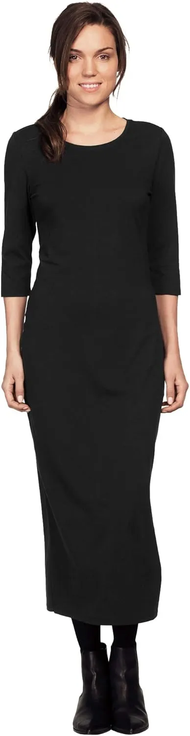 ellos Plus Size Three-Quarter Sleeve Knit Maxi Dress