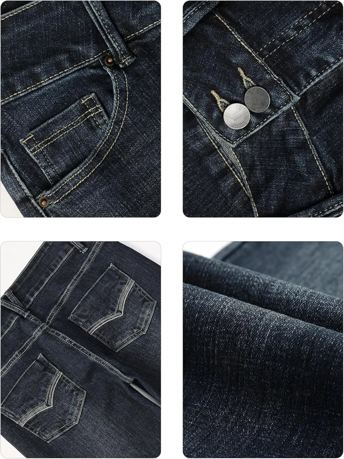 EMMIOL Women's Mid-High Rise Flared Bell Bottom Stretch Jeans Boyfriends Jeans Y2K 90s Denim Pants