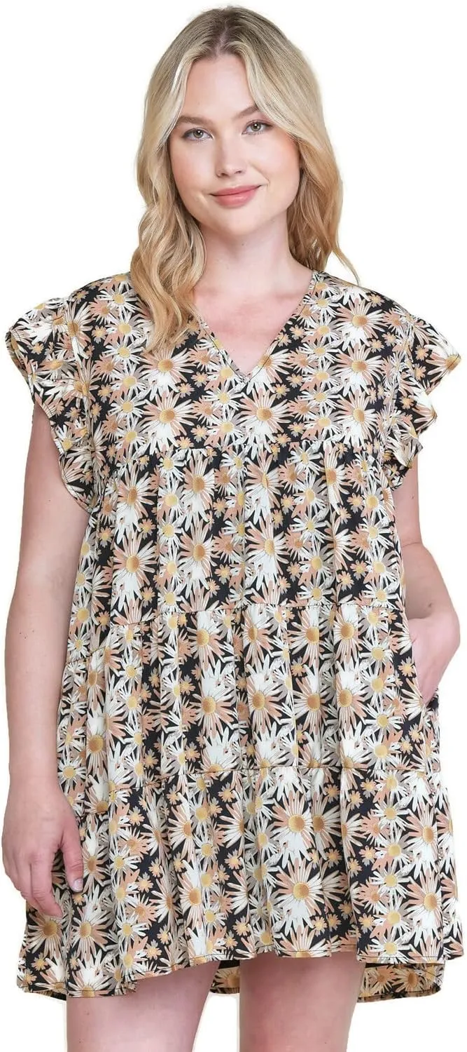 Entro USA Floral Ruffle Tiered Dress