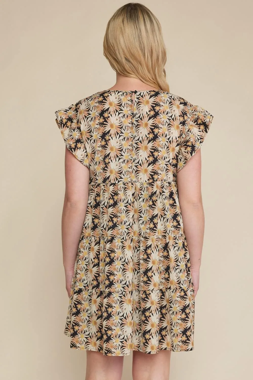 Entro USA Floral Ruffle Tiered Dress