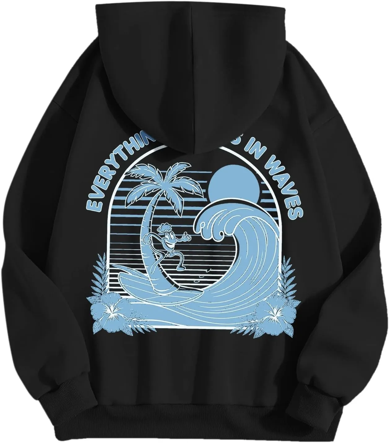 Everything Comes In Waves Sweatshirt For Women Long Sleeve Casual Sweatshirts Drawstring Pockets Comfort Fashion Hoodies