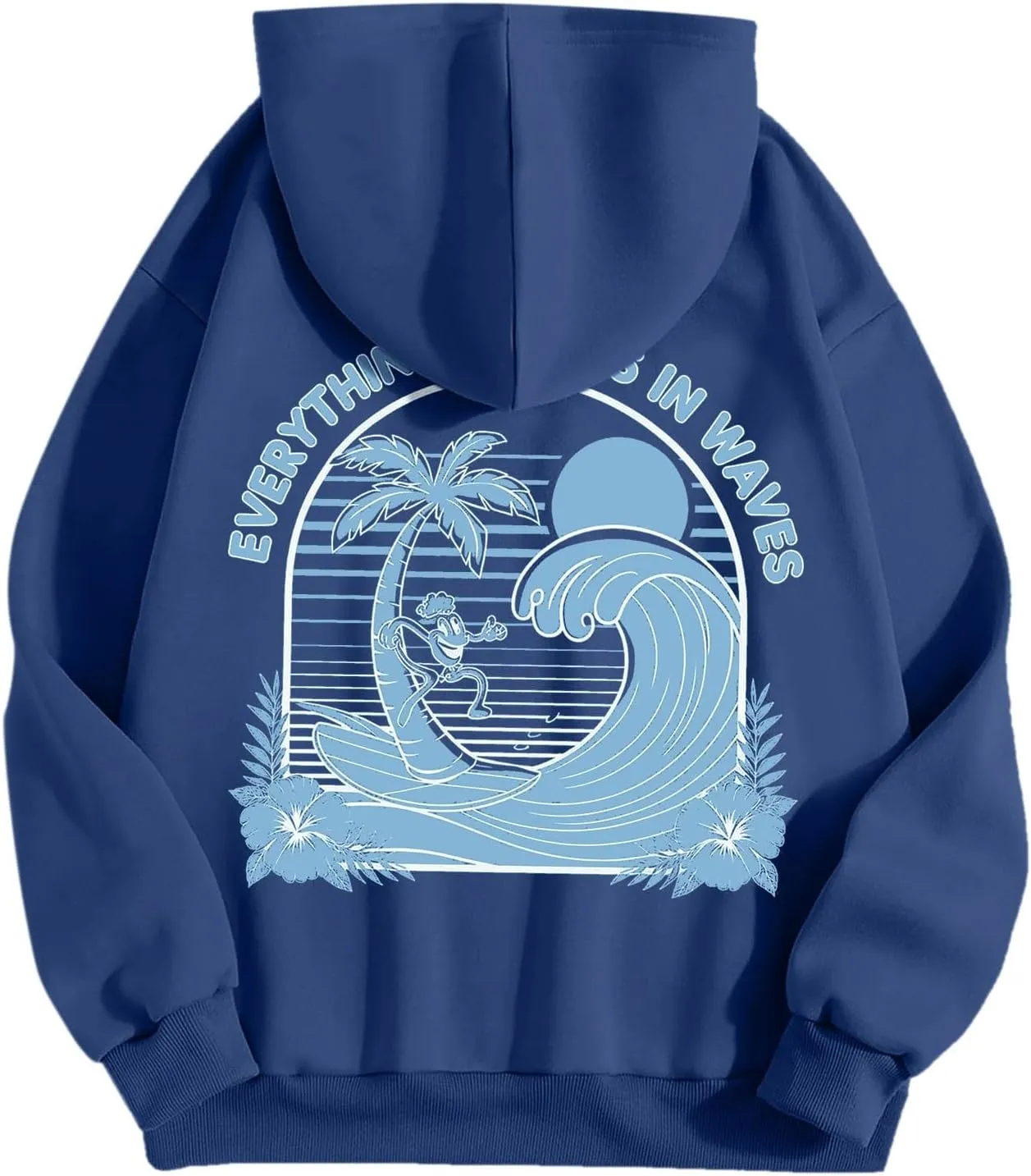 Everything Comes In Waves Sweatshirt For Women Long Sleeve Casual Sweatshirts Drawstring Pockets Comfort Fashion Hoodies