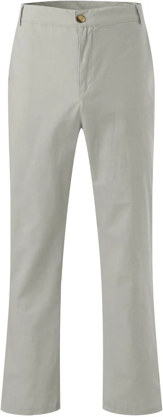 evzosrz Men's Casual Linen Pants Solid Loose Fit Fall Spring Trousers Lightweight Beach Yoga Pajamas Bottoms with Pockets