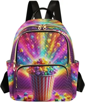 Exnundod Backpack Purse for Women Bucket Of Colorful Popcorn Travel Backpack Casual Lightweight Daypack,