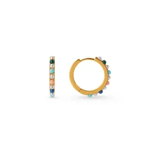 Fine Mixed Stone Small Hoop Earrings
