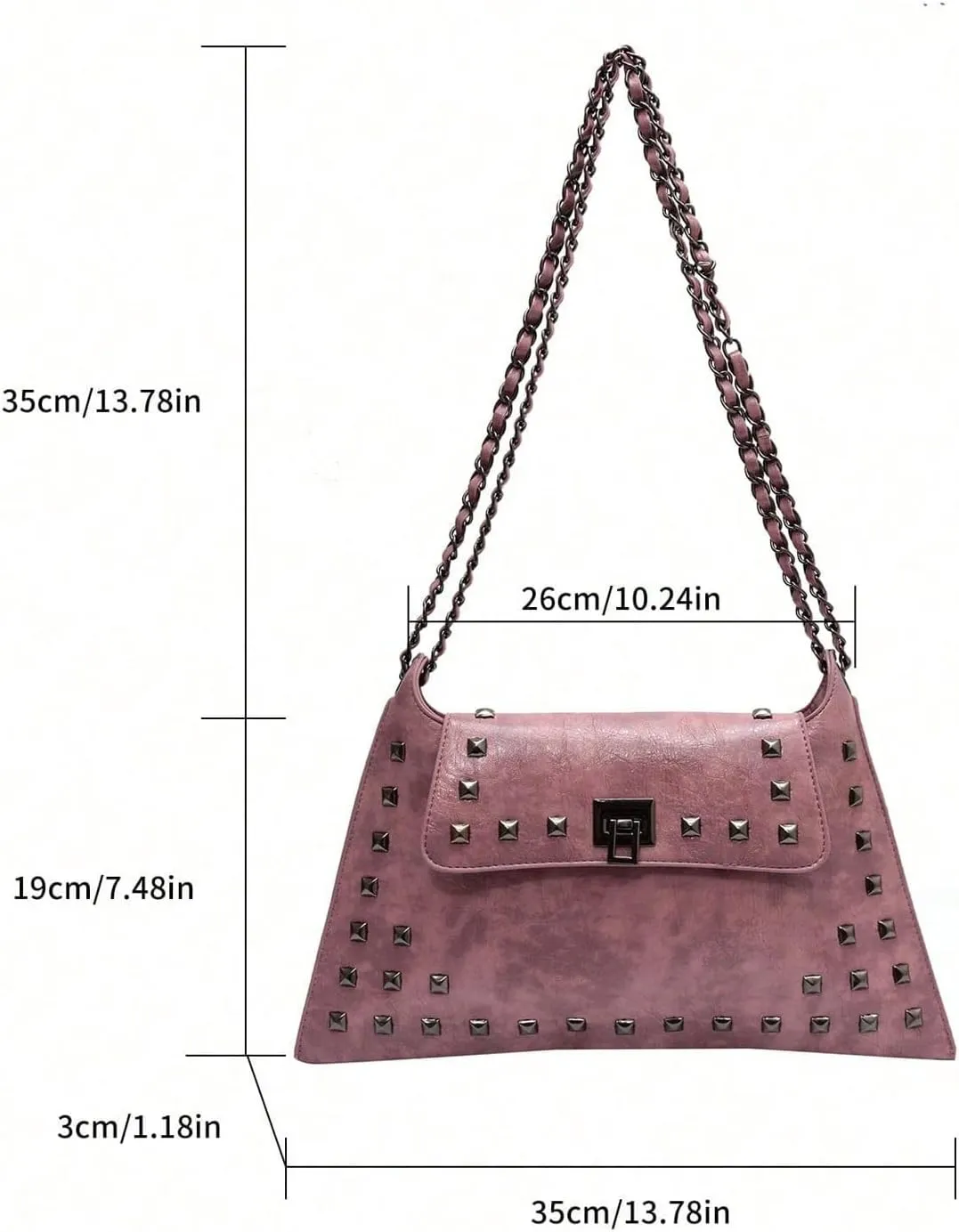 Floerns Women's Rivet Studded Detail Hobo Handle Handbag Twist Lock Flap Shoulder Bag