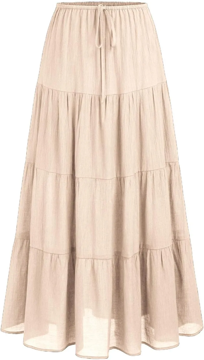 Floral Maxi Skirt for Women Summer Comfy Tiered Elastic High Waisted Skirts Vacation A-Line Flowy Swing Skirts
