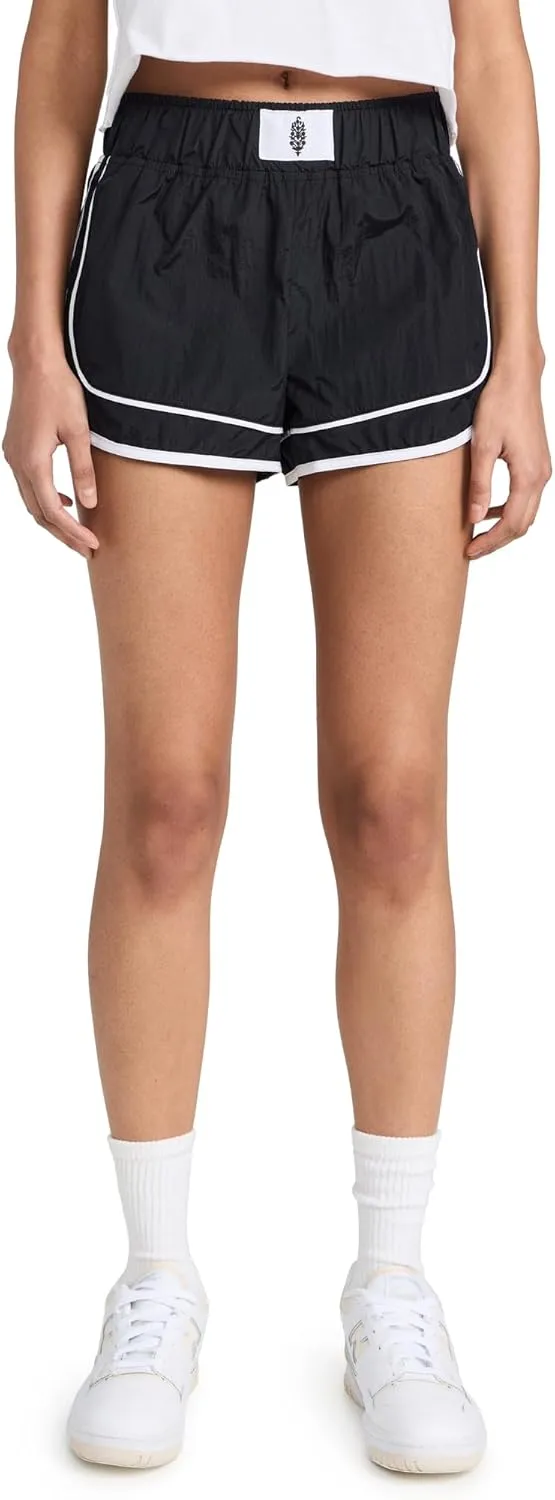 Free People Women's Casual Varsity Blues Shorts, Black Combo
