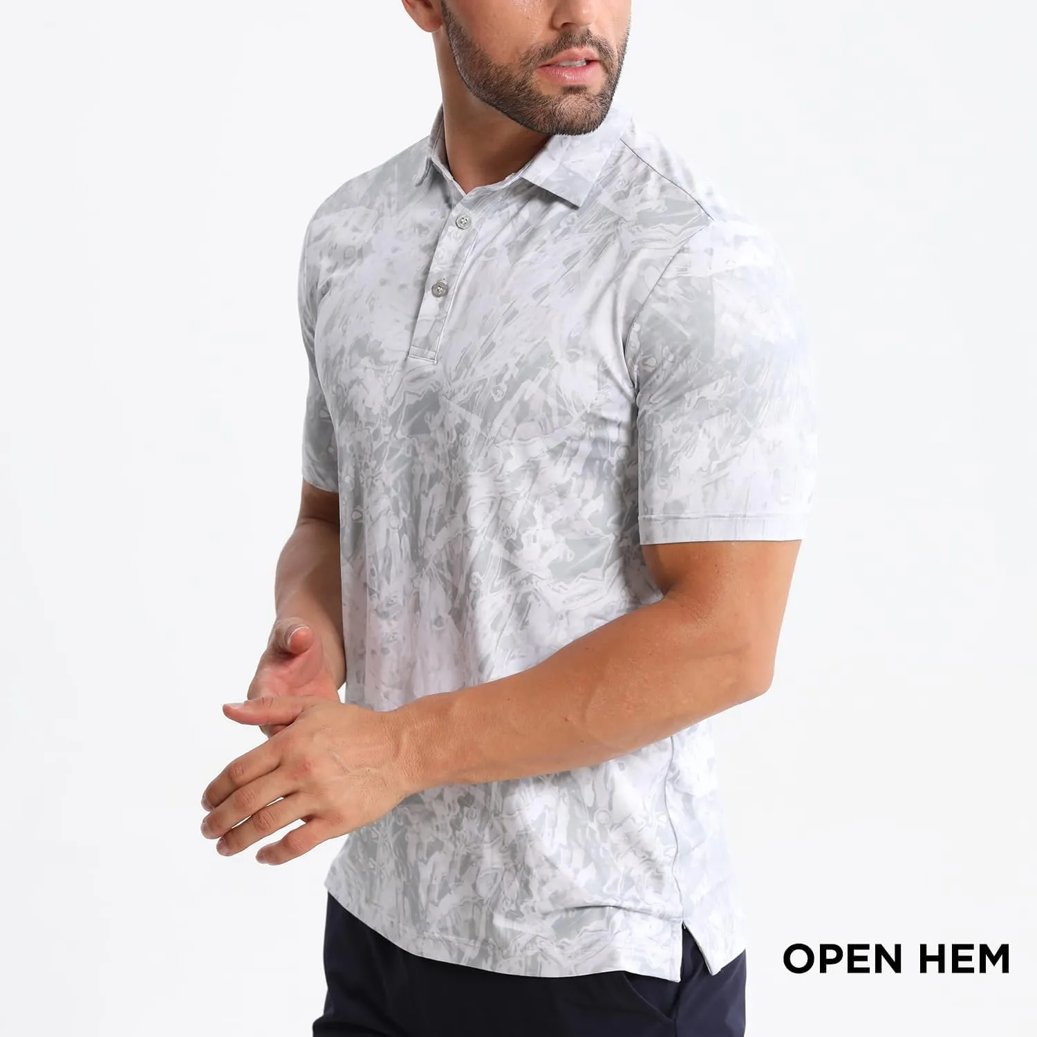Funky Golf Polo Shirt Mens Performance 4 Way Stretch Quick Dry UPF 50 Polyester Print Short Sleeve Polo Tshirt