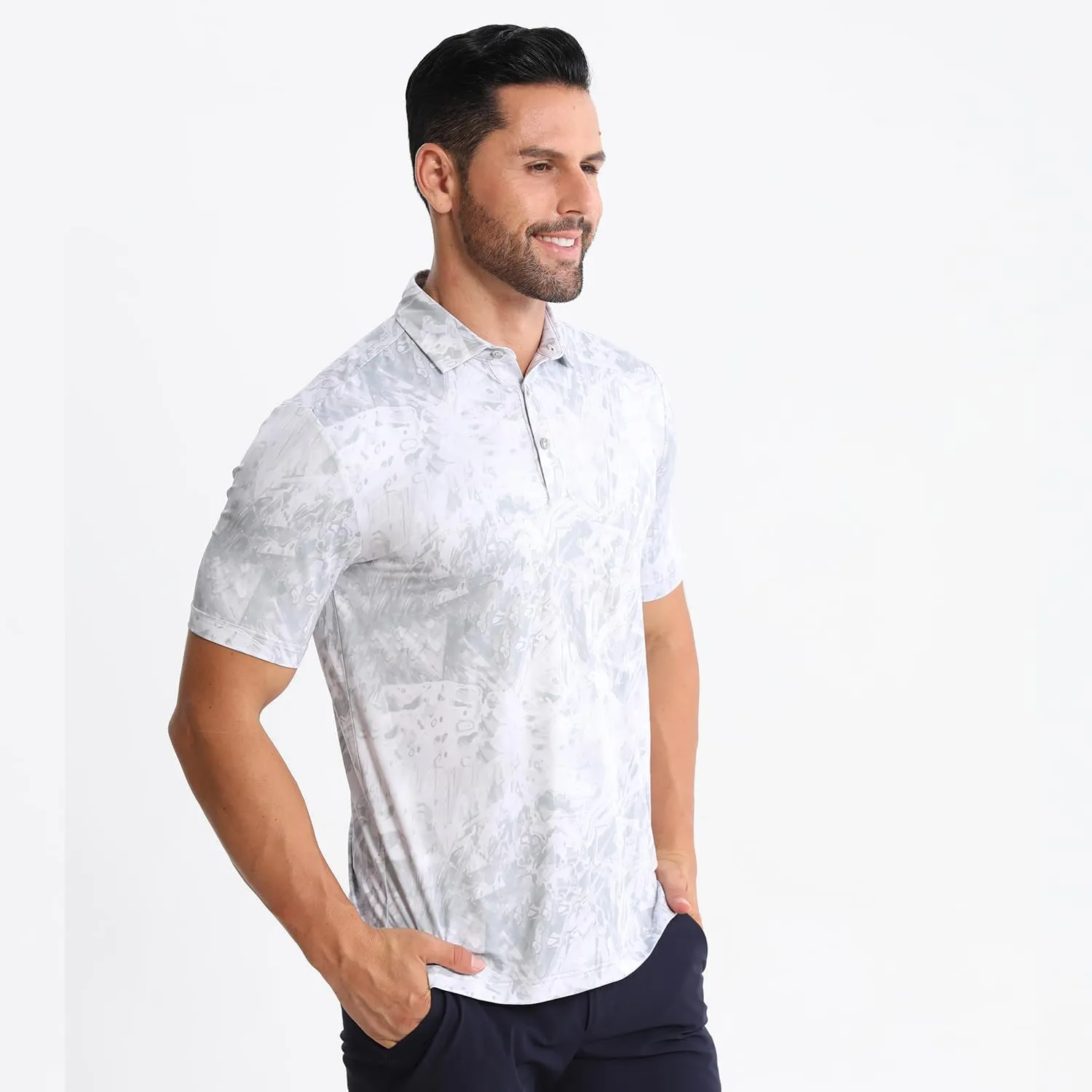 Funky Golf Polo Shirt Mens Performance 4 Way Stretch Quick Dry UPF 50 Polyester Print Short Sleeve Polo Tshirt