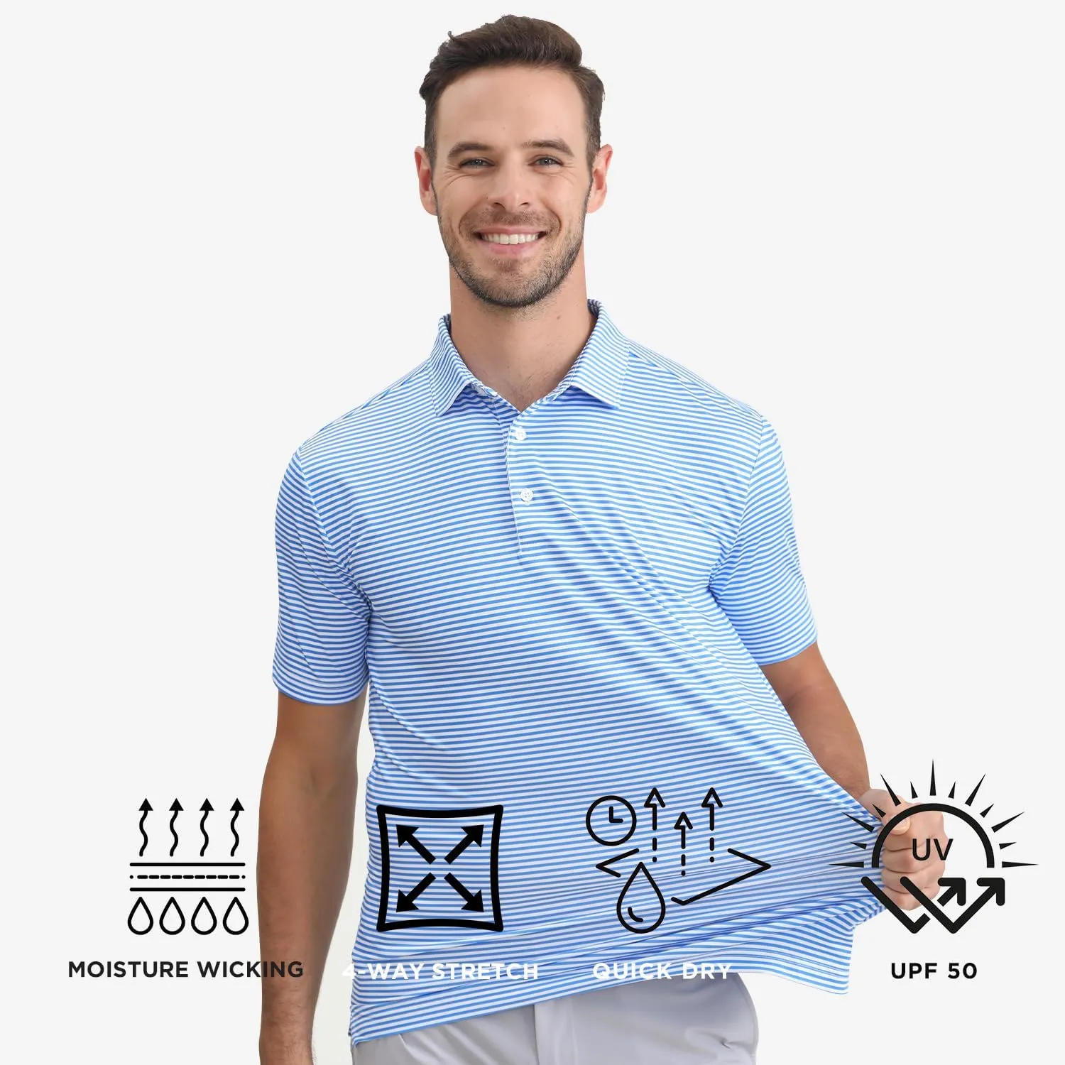 Funky Golf Polo Shirt Mens Performance 4 Way Stretch Quick Dry UPF 50 Polyester Print Short Sleeve Polo Tshirt