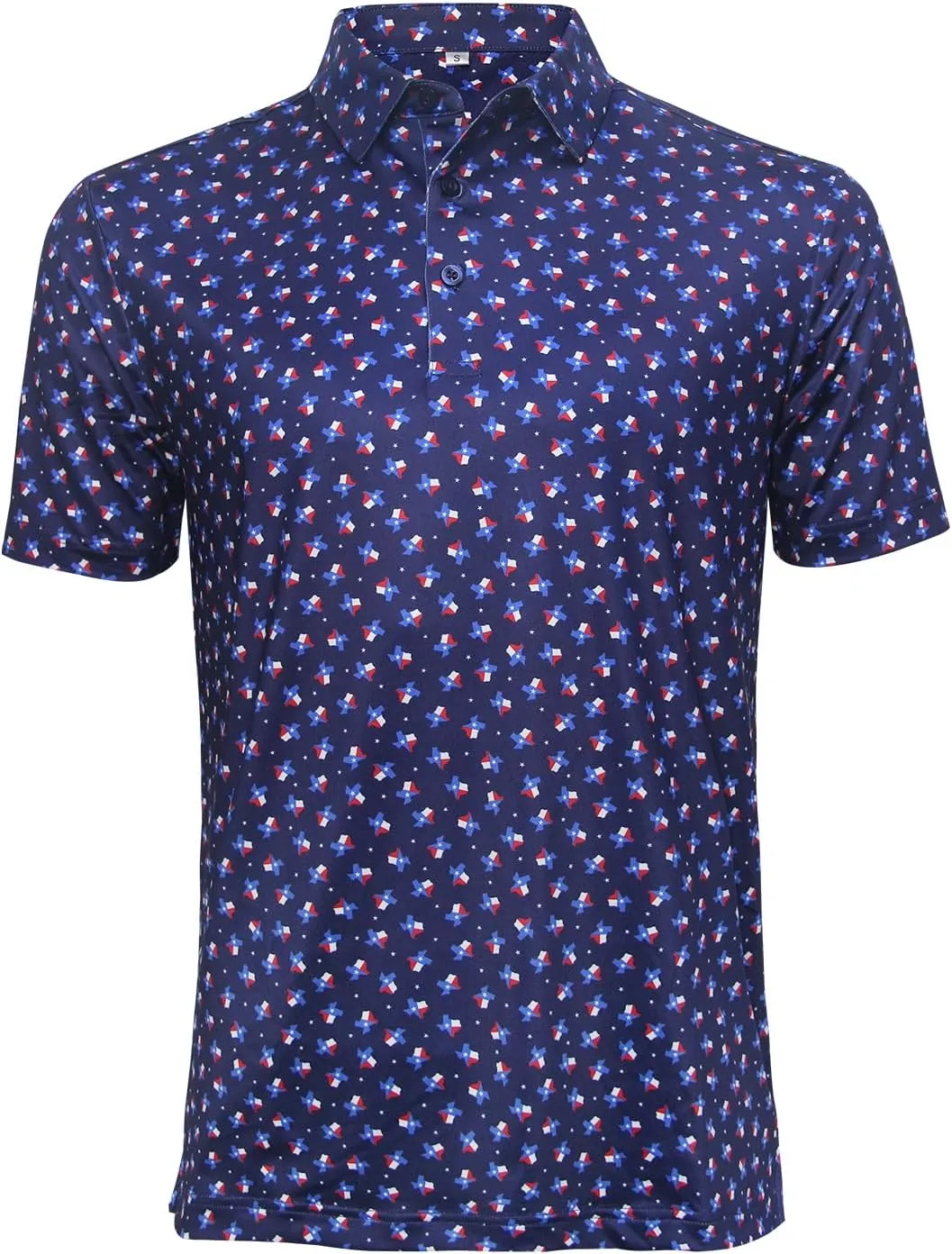 Funky Golf Polo Shirt Mens Performance 4 Way Stretch Quick Dry UPF 50 Polyester Print Short Sleeve Polo Tshirt