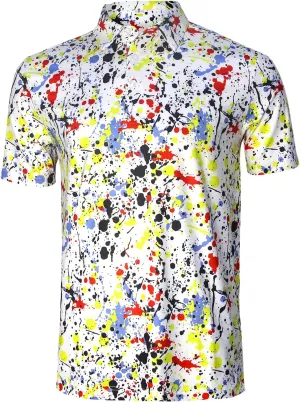 Funky Golf Polo Shirt Mens Performance 4 Way Stretch Quick Dry UPF 50 Polyester Print Short Sleeve Polo Tshirt