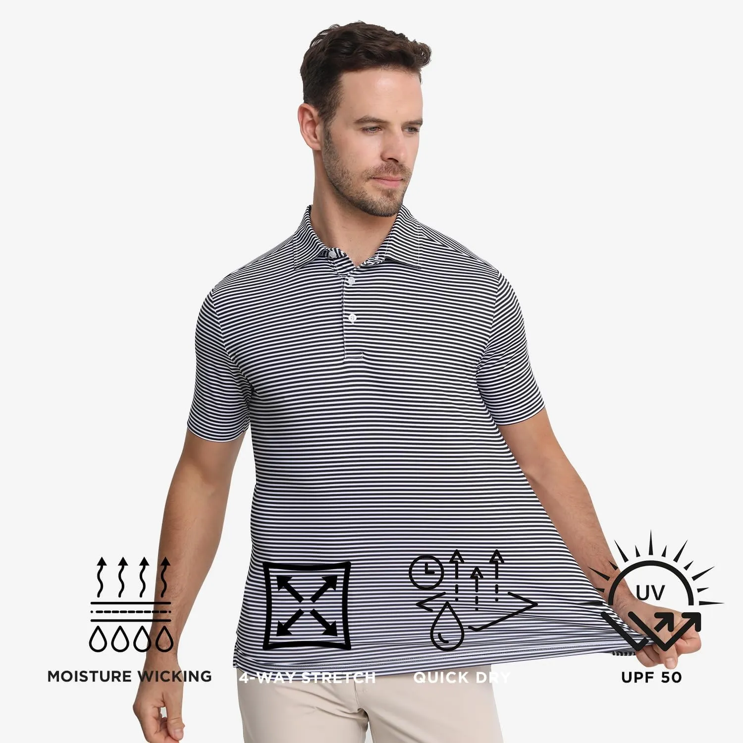 Funky Golf Polo Shirt Mens Performance 4 Way Stretch Quick Dry UPF 50 Polyester Print Short Sleeve Polo Tshirt