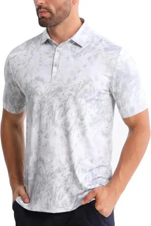 Funky Golf Polo Shirt Mens Performance 4 Way Stretch Quick Dry UPF 50 Polyester Print Short Sleeve Polo Tshirt