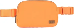 Funky Junque Small Crossbody Fanny Pack for Women Adjustable Waist Bag with Multiple Pockets for Travel, Hiking, and Outdoors - Solid - Orange