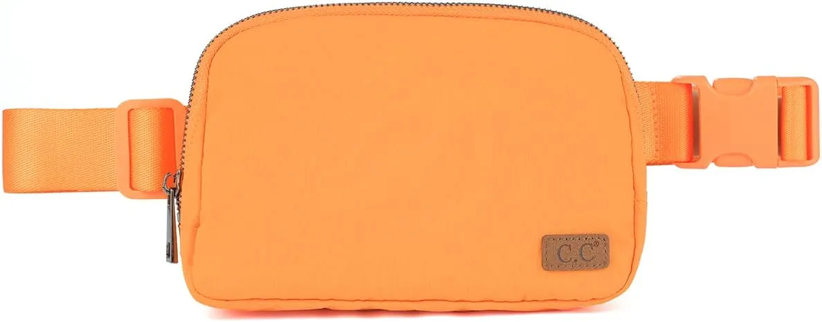 Funky Junque Small Crossbody Fanny Pack for Women Adjustable Waist Bag with Multiple Pockets for Travel, Hiking, and Outdoors - Solid - Orange