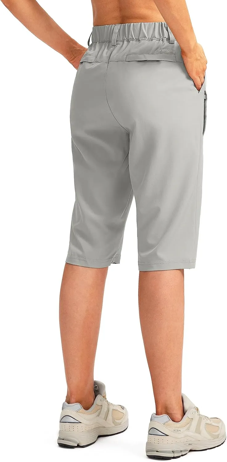 G Gradual Women's Long Hiking Cargo Shorts 13" Knee Length Lightweight Quick Dry Bermuda Shorts for Women with 5 Pockets