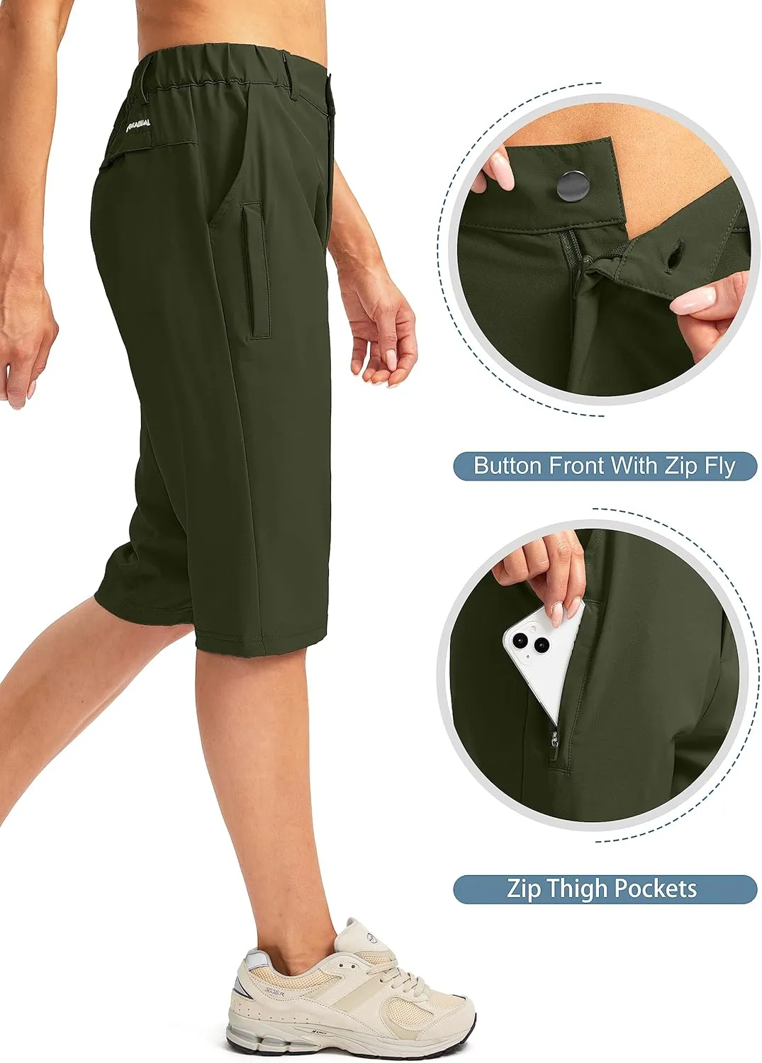 G Gradual Women's Long Hiking Cargo Shorts 13" Knee Length Lightweight Quick Dry Bermuda Shorts for Women with 5 Pockets