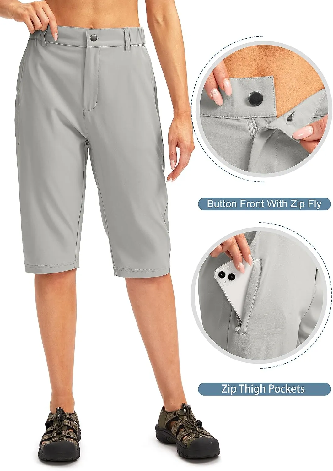 G Gradual Women's Long Hiking Cargo Shorts 13" Knee Length Lightweight Quick Dry Bermuda Shorts for Women with 5 Pockets