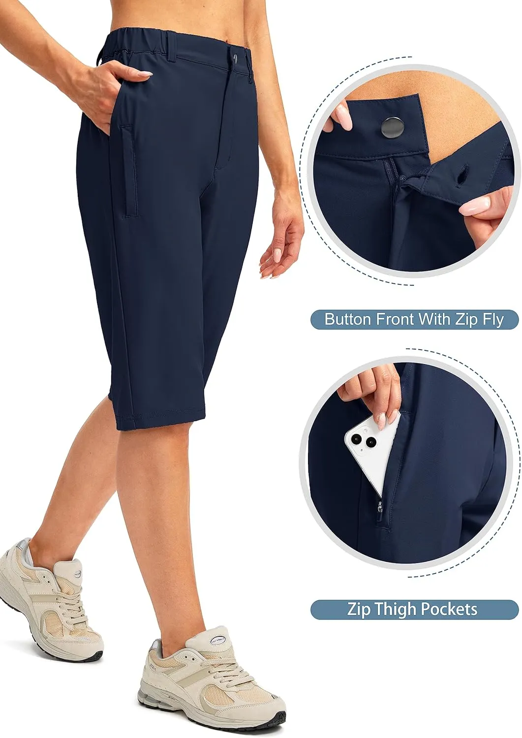 G Gradual Women's Long Hiking Cargo Shorts 13" Knee Length Lightweight Quick Dry Bermuda Shorts for Women with 5 Pockets