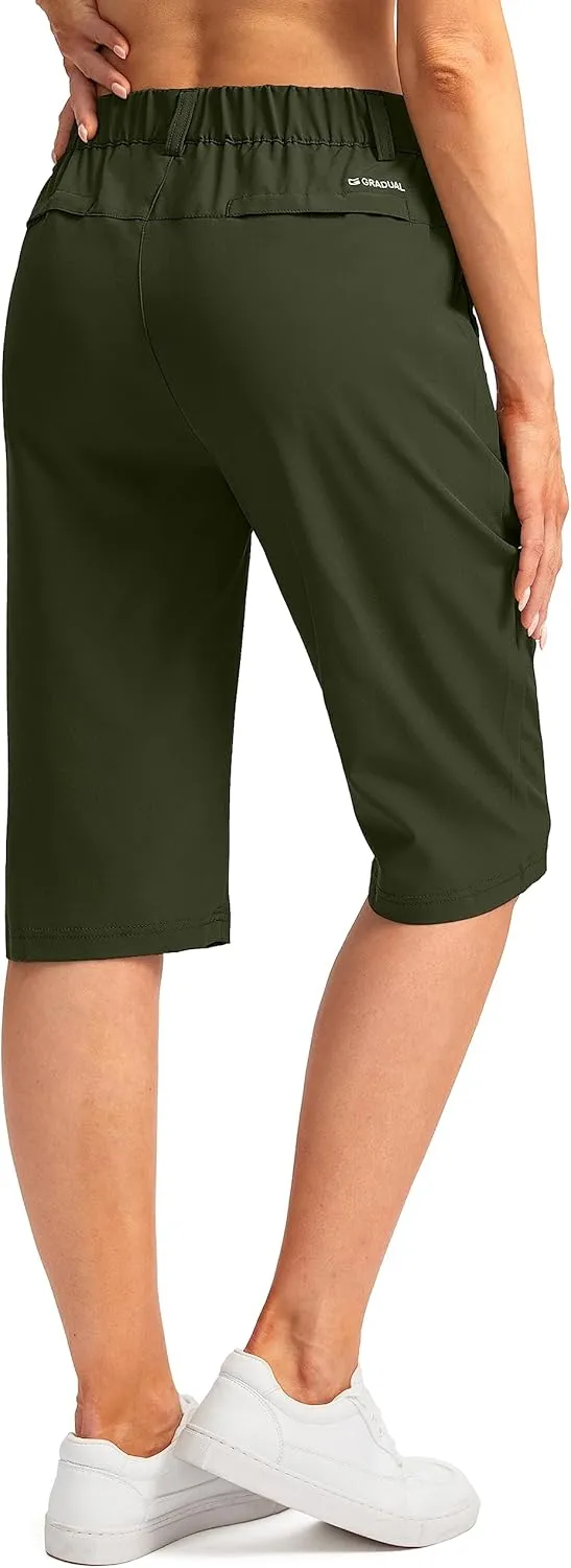 G Gradual Women's Long Hiking Cargo Shorts 13" Knee Length Lightweight Quick Dry Bermuda Shorts for Women with 5 Pockets