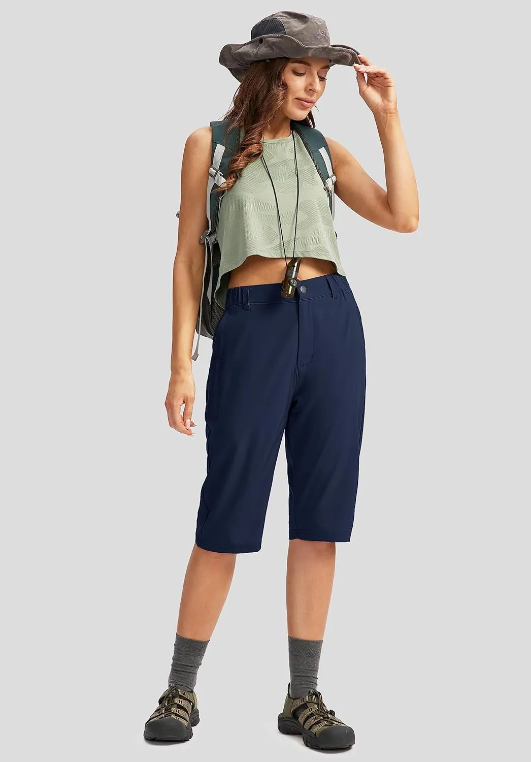 G Gradual Women's Long Hiking Cargo Shorts 13" Knee Length Lightweight Quick Dry Bermuda Shorts for Women with 5 Pockets