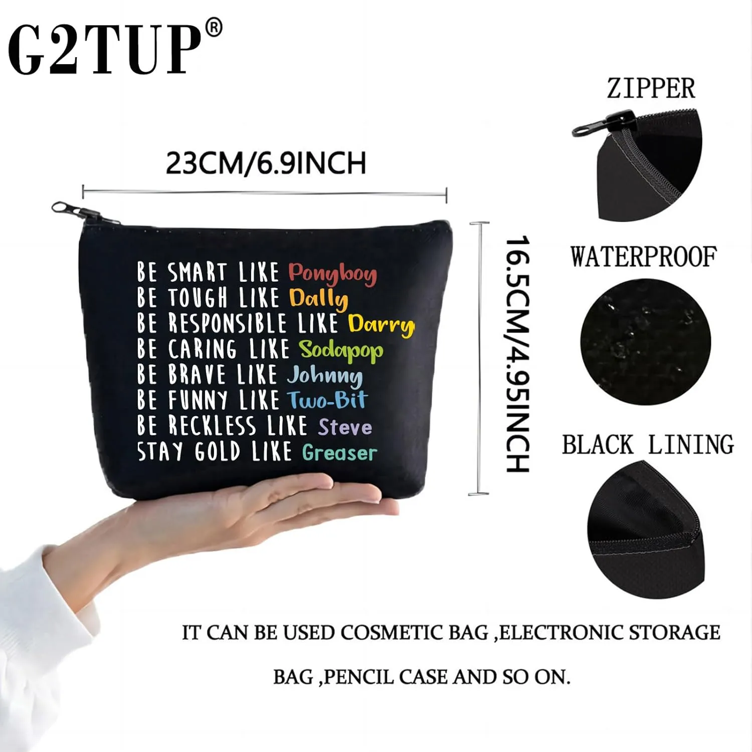 G2TUP Stay Pony Funny Inspired Makeup Bag 80s Movie Toiletry Bag Book Lover Gift(Pony black Makeup Bag)
