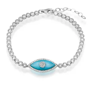 Gemma” Turquoise Sterling silver tennis eye bracelet