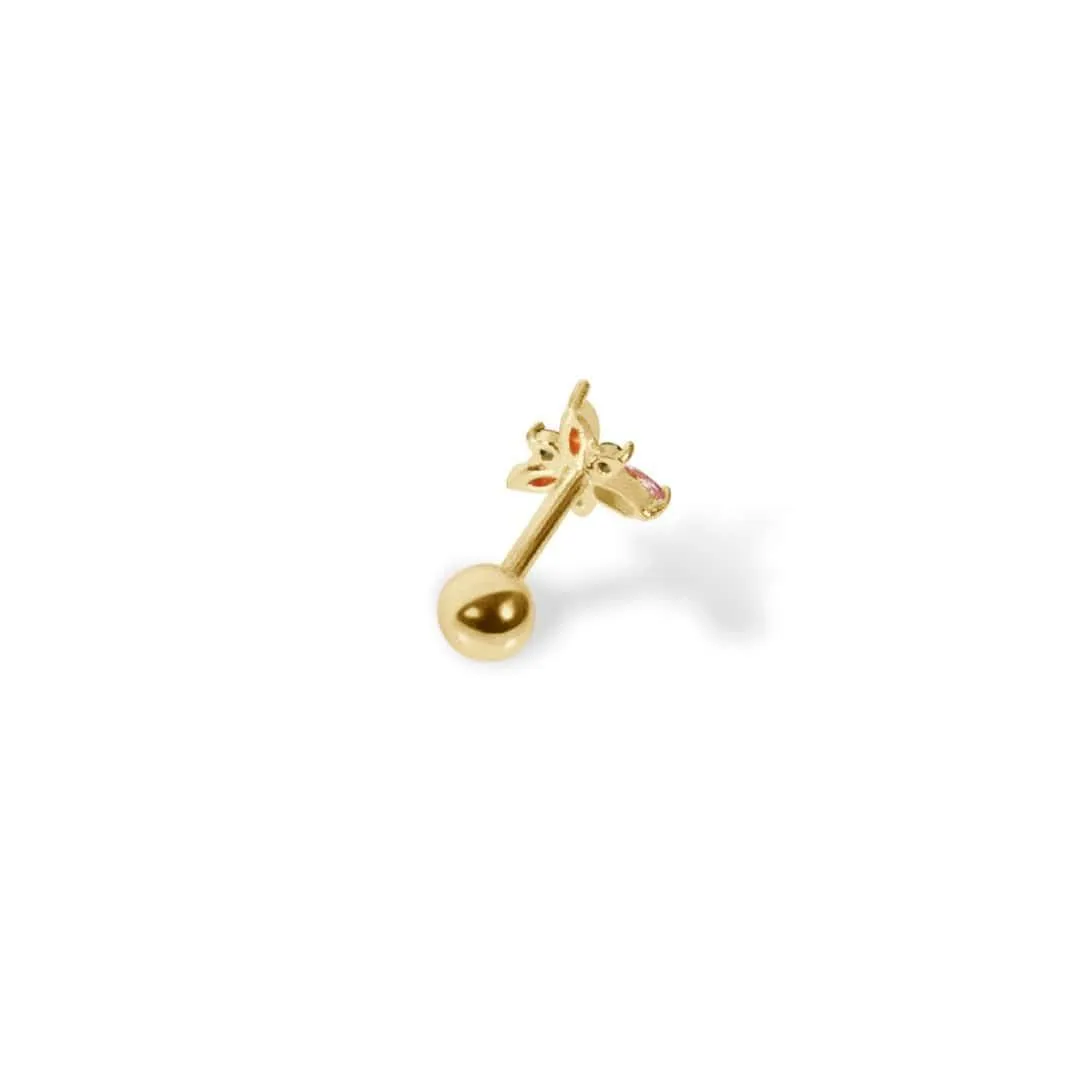 Gold Plated Jewel Barbell Ball Back Earrings Sleeper Earrings